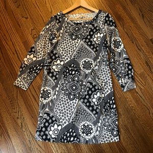 LOFT Black & White Pattern Shift Dress
